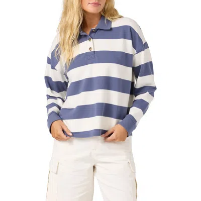 O'neill Kyra Striped Long Sleeve Crop Polo In Multi