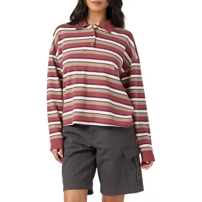 O'neill Kyra Striped Long Sleeve Crop Polo In Animal Print