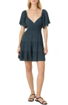O'neill Juniors' Layken Short-sleeve Solid Mini Dress In Slate
