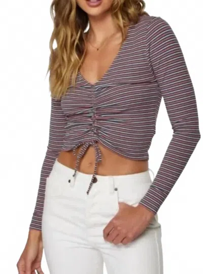 O'neill Leanne Stripe Top In Slate In Purple