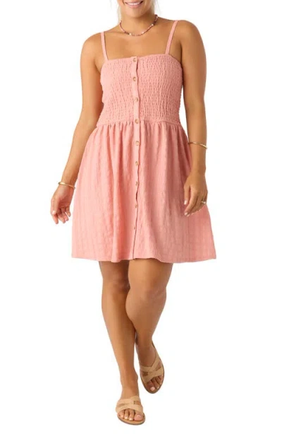 O'neill Leighton Textured Smocked Button-up Minidress