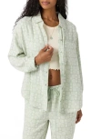 O'neill Leni Geo Print Oversize Crinkle Button-up Shirt In Green