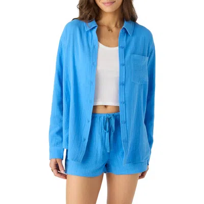 O'neill Leni Oversize Cotton Gauze Button-up Shirt In Regatta