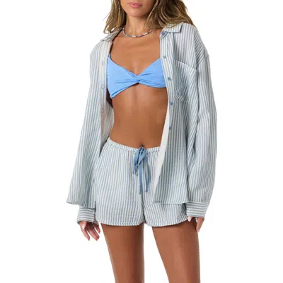 O'neill Leni Stripe Relaxed Button-up Shirt In Blue