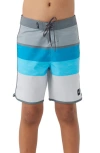 O'neill Kids'  Lennox Scallop 16 Hyperdry™ Stretch Board Shorts In Light Grey