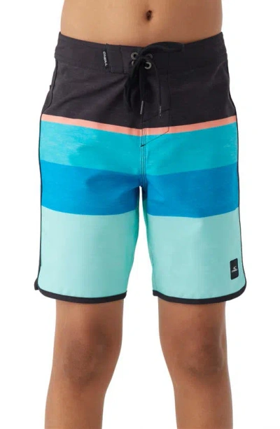 O'neill Kids' Lennox Scallop 16 Hyperdry™ Stretch Board Shorts In Turquoise