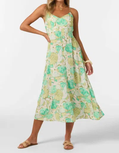 O'neill Leona Midi Dress In Peacock Green In Multi