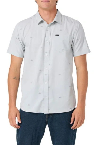 O'neill Light Check Geo Standard Fit Short Sleeve Stretch Button-up Shirt In Gray