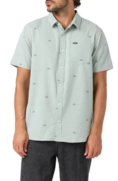 O'neill Light Check Geo Standard Fit Short Sleeve Stretch Button-up Shirt In Gray
