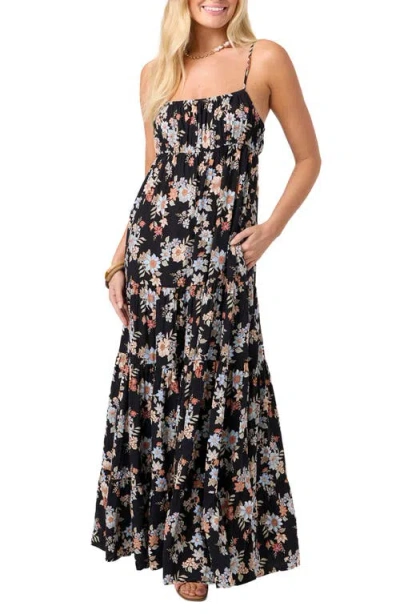 O'neill Lillie Floral Maxi Dress In Black