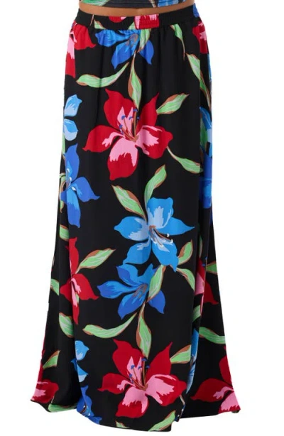 O'neill Lindon Floral Print Maxi Skirt In Black