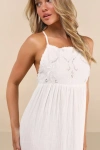 O'neill Lisbon White Embroidered Tiered Maxi Dress In White