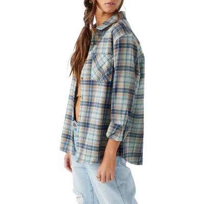 O'neill Juniors' Logan Plaid Cotton Flannel Button-front Shirt In Infinity