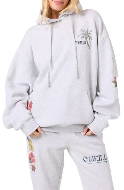 O'neill Logo Embroidered Oversize Hoodie In White