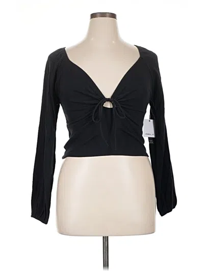 Pre-owned O'neill Long Sleeve Top Black Plunge Neckline Tops