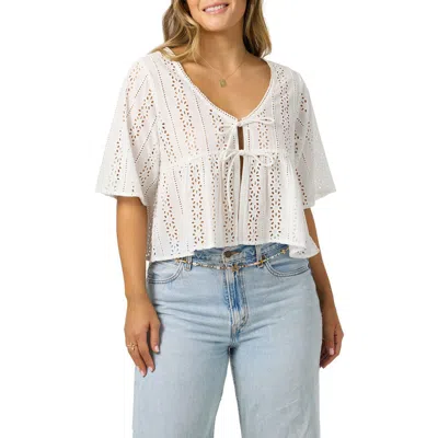 O'neill Loni Eyelet Babydoll Top In White