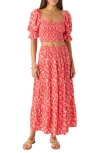 O'neill Luciana Floral Smocked Waist Wrap Maxi Skirt