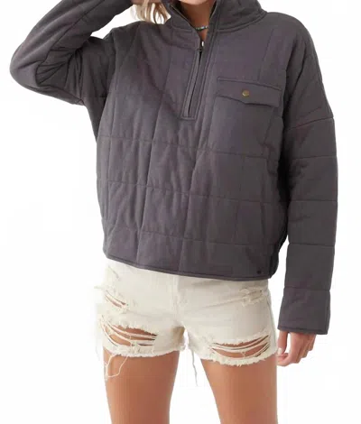 O'neill Mable Quilted Pullover Jacket In Deep Grey In Gray
