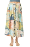 O'neill Maisel Button Front Midi Skirt In Blue