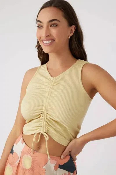 O'neill Martina V-neck Rib Crop Tank In Straw