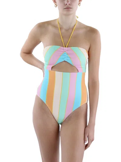 O'neill Mayan Striped Sayulita Womens Ribbed Polyester One-piece Swimsuit In Multi