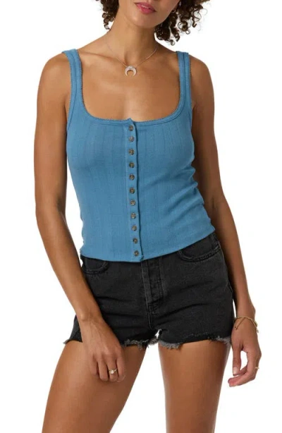 O'neill Maylee Pointelle Button-up Tank In Blue
