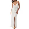 O'neill Juniors' Mel V-neck Sleeveless Slit-front Maxi Dress In Vanilla