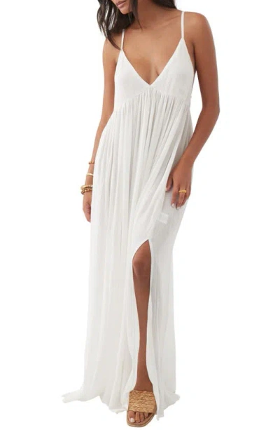 O'neill Juniors' Mel V-neck Sleeveless Slit-front Maxi Dress In Vanilla