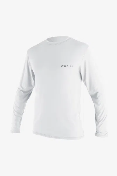 O'neill Men's Basic Skins 30+ Long Sleeves Sun Shirt In White