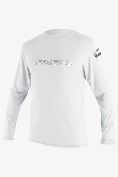 O'neill Men's Basic Skins 50+ Long Sleeves Sun Shirt In White