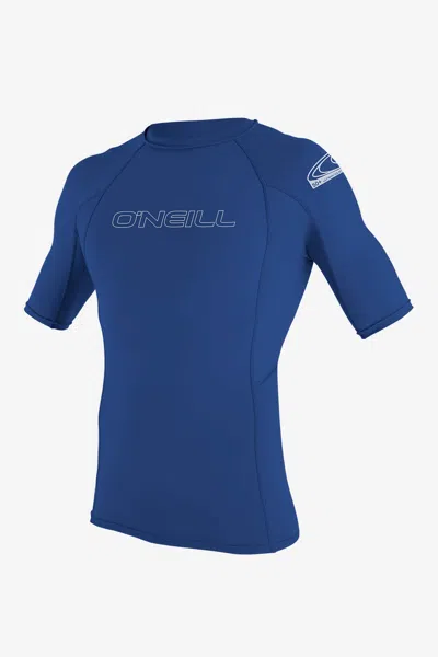 O'neill Men's Basic Skins 50+ Short Sleeves Rash Guard In Blue