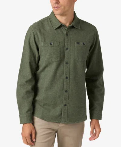 O'neill Men's Breakwater Solid Flannel Shirt In Dark Olive
