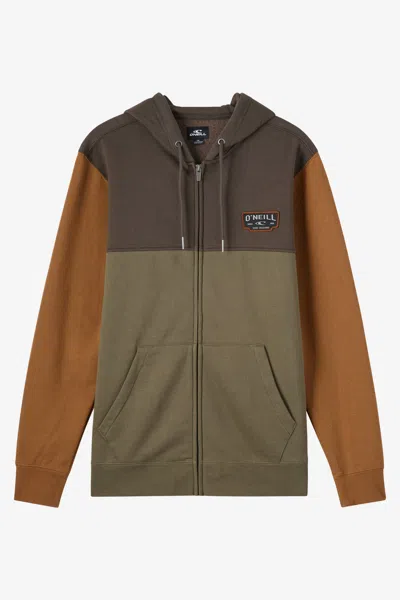 O'neill Men's Capitola Zip Colorblock Zip Fleece, Size Small, Polyester In Brown