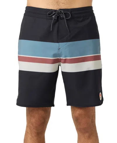 O'neill Men's Cruzer Stripe Scallop 18 Swim Shorts In Black