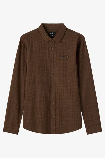 O'neill Men's Dodgy Standard Fit Long Sleeve Shirt In Brown