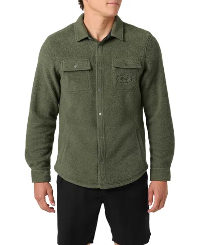 O'neill Men's Glacier High Pile Button-up Overshirt In Green