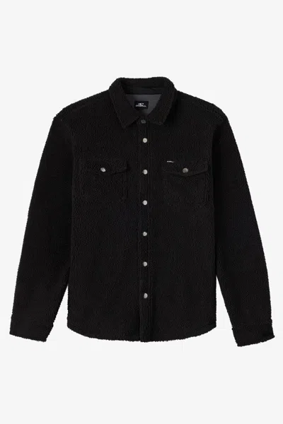 O'neill Glacier Solid Superfleece Snap-up Overshirt In Black