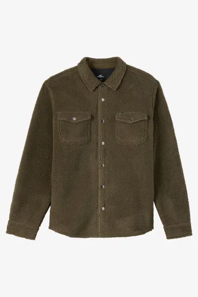 O'neill Glacier Solid Superfleece Snap-up Overshirt In Green