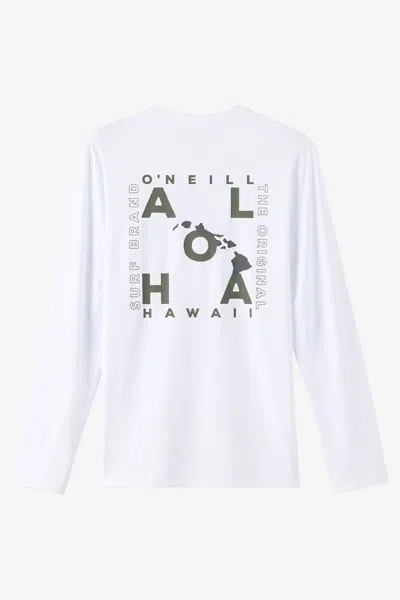O'neill Men's Hawaii Layout Upf Long Sleeve Shirt In White