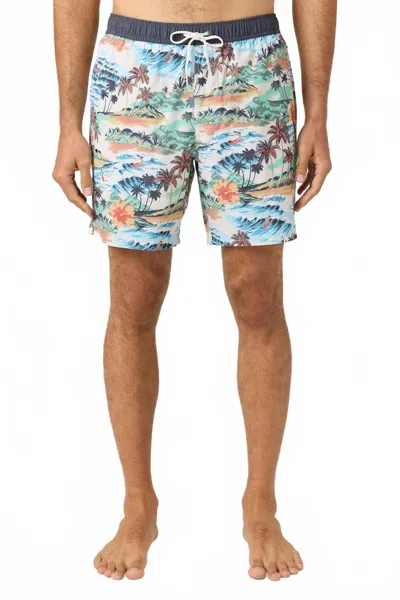 O'neill Men's Hermosa Elastic Waist Lined 17" Swim Trunks In Cream2 In Multi