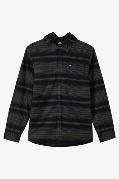 O'neill Men's Hooded Lined Flannel Long Sleeve Shirt In Black
