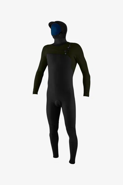 O'neill Men's Hyperfreak 4/3mm+ Chest Zip Full Wetsuit W/ Hood In Black