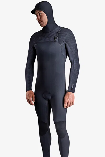 O'neill Men's Hyperfreak 4/3mm+ Chest Zip Full Wetsuit W/ Hood In Black