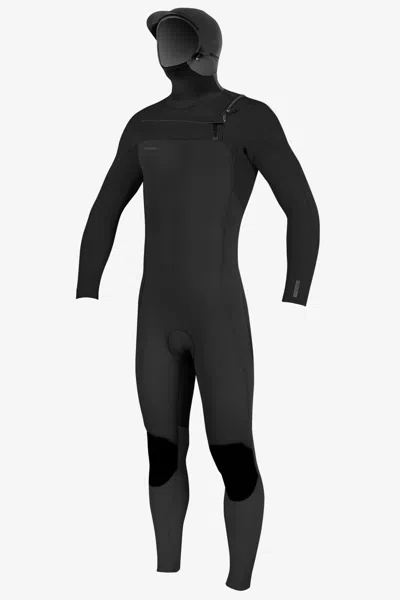 O'neill Men's Hyperfreak 5/4mm+ Chest Zip Full Wetsuit W/ Hood In Black