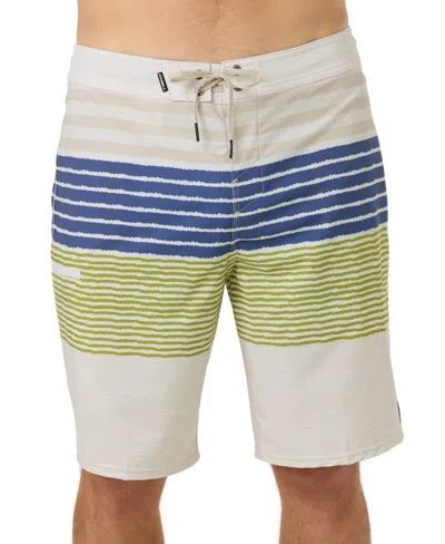 O'neill Men's Hyperfreak Heat Striped Swim Boardshorts In Light Khaki