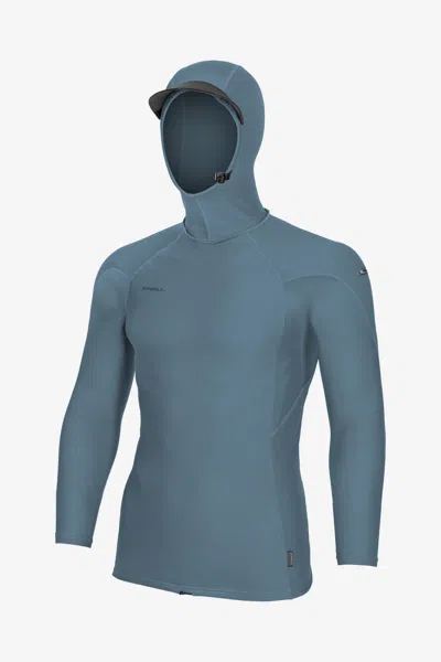 O'neill Men's Hyperfreak Skins O'zone Long Sleeves Rash Guard W/ Hood In Blue