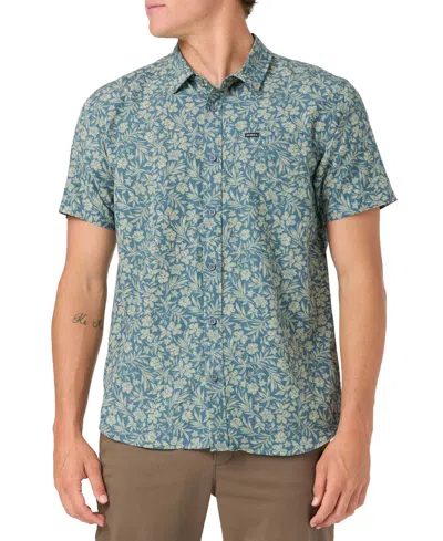 O'neill Men's Oasis Standard Short-sleeve Printed Woven Shirt In Dark Slate