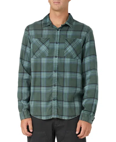 O'neill Men's Print Long-sleeve Flannel Shirt In Hunter Green