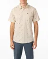 O'neill Shields Geo Pattern Short Sleeve Stretch Cotton Button-up Shirt In Neutral