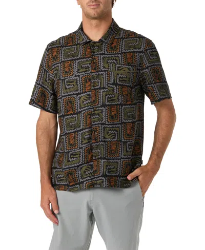 O'neill Men's Short-sleeve Woven Camp Collar Shirt In Brown